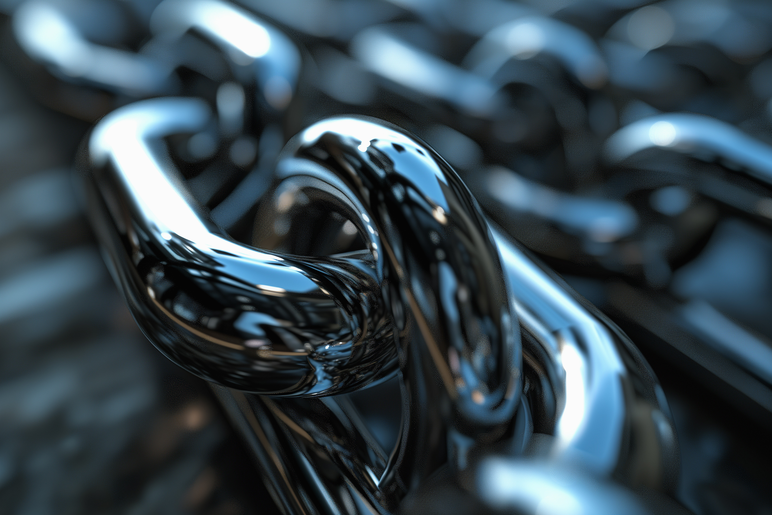 a multilink chain in black and white