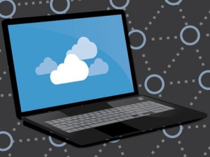 computer and the cloud mockup