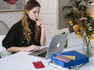 woman at a computer